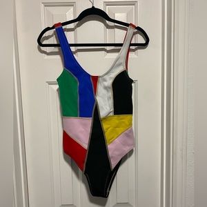 CYNTHIA ROWLEY Multicolor Neoprene Patch Swimsuit size S/M